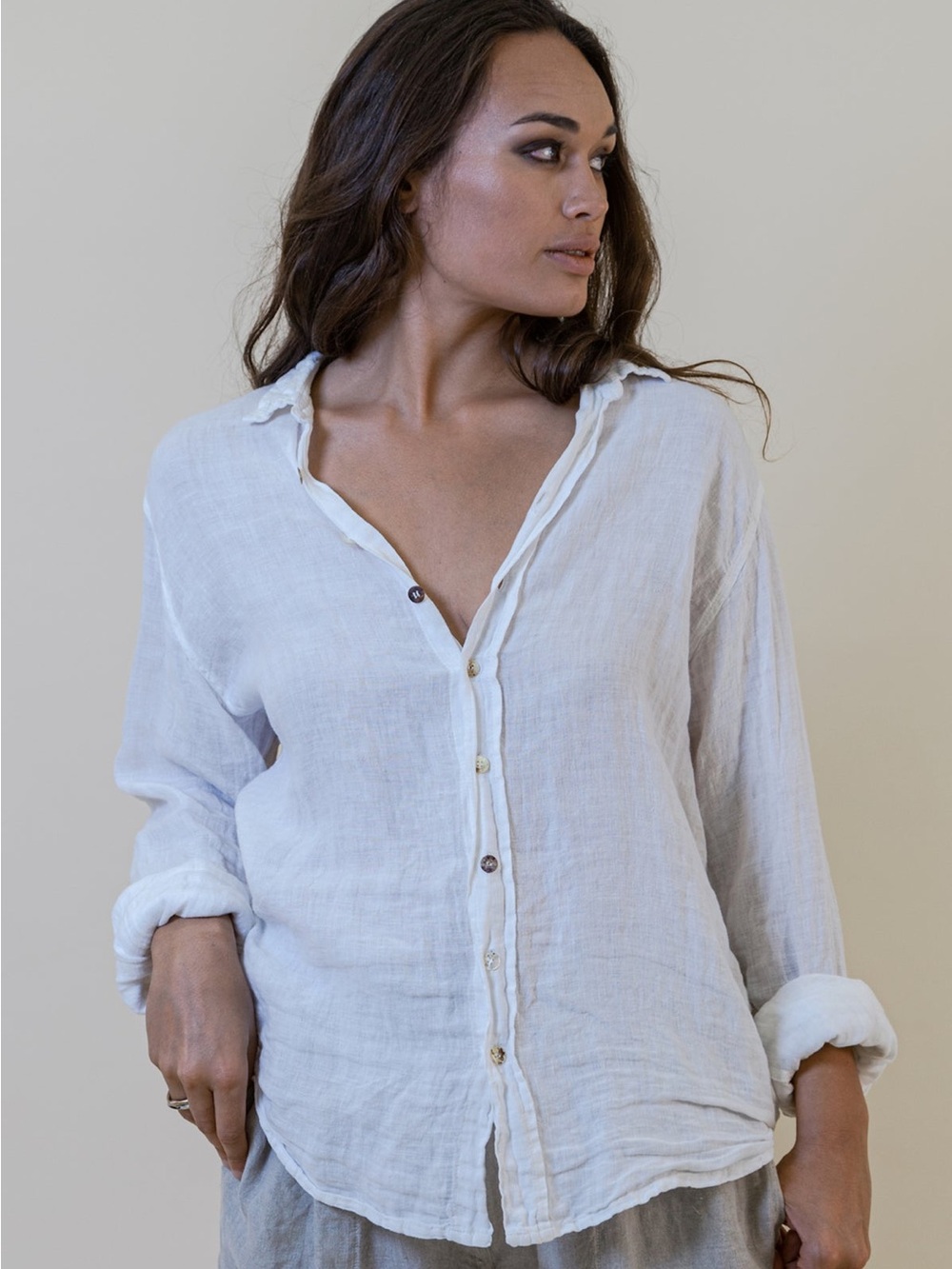 La Bottega di Brunella Camica Franco Button Down Blouse, BNWT, size L